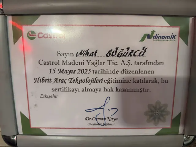Nihat Böğürcü hibrit araç teknolojileri eğitimi sertifikası, 2025